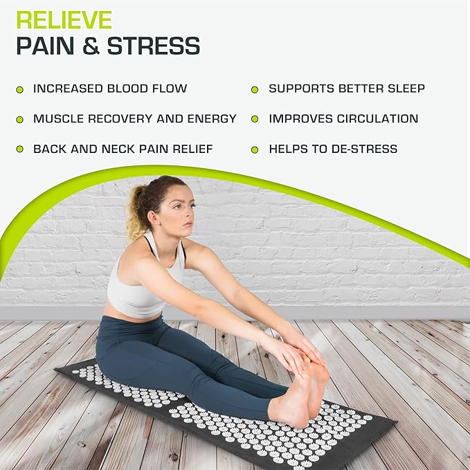 ProsourceFit Acupressure Mat and Pillow Set for Back/Neck Pain Relief and Muscle Relaxation