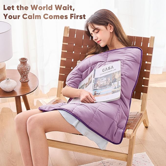 Purple Weighted Lap Blanket for Adults 5lbs, 24"x29" Cooling Heavy Throw Blanket, Portable Travel Weighted Blankets, Soft Small Blankets Gift for Sleeping