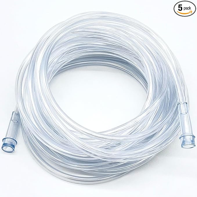 ResOne 5pk 7Ft Clear Oxygen Supply Tubing, Crush Resistant, Standard Connectors
