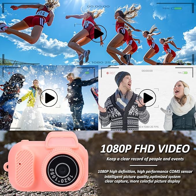 Mini Keychain Camera, FHD 1080p 8MP Mini Digital Camera with 32GB SD Card, 8 Creative Filters, 0.96" HD Display, 100 Mins Battery Life for Travel Recording Birthday Gifts (Retro, Pink)