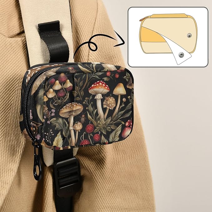 Travel Pill Case Mushrooms Berries Leaf and Bugs Weekly Small Pill Box 7 Day Pill Box Pill Organizer Bag