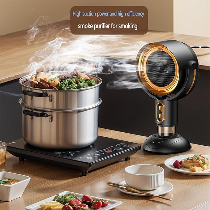 PuffHide Smoke Purifier for Smoking Indoors, Portable Range Hood with Detachable Smoke Fan & Washable Filter, Compact Exhaust Fan for Indoor BBQ, Hot Pot & Kitchen Use