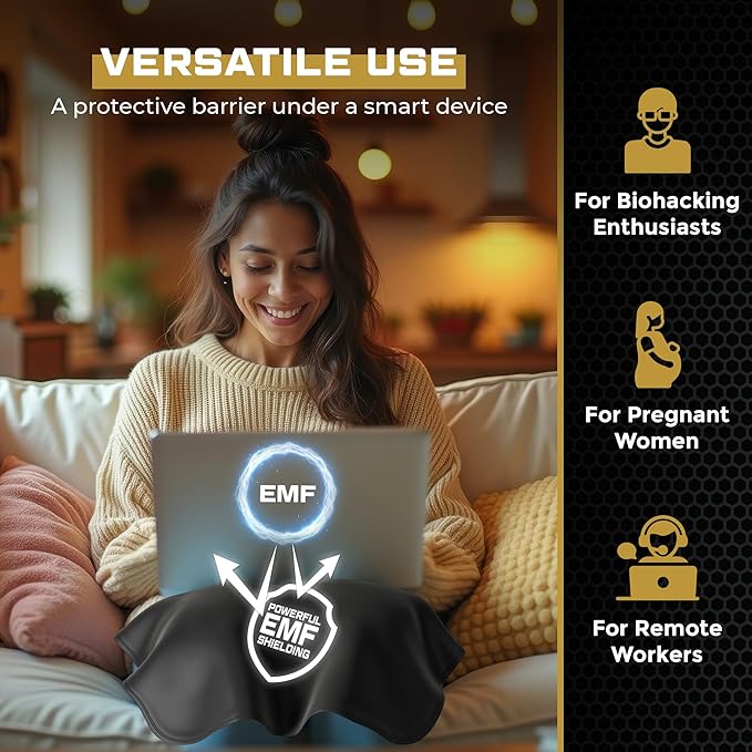 Faraday Blanket - New for 2026 - Protection Faraday Fabric Technology for Electromagnetic Shielding from Laptop, Cell Phone, and Wireless RF Emissions, 3rd Party Tested, Black