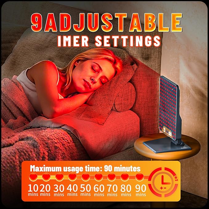 Red Light Therapy Device,Portable LED Red Infrared Light Device with 630nm, 660nm & 850nm Combination Light for Face and Body, 9 Adjustable Timer Settings, Adjustable Angle, Includes Goggles,Black