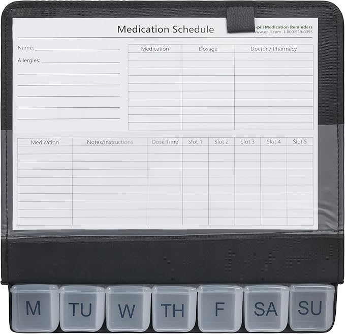 e-Pill 5 Times a Day x 7 Day Large Weekly Pill Organizer, Vitamin and Medicine Pill Box - with Discreet Case (Clear)