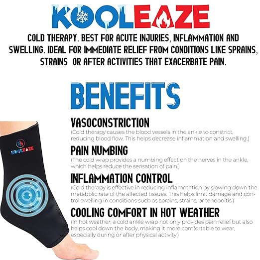 KOOLEAZE Reusable Gel Ice Pack Sleeves for Hot and Cold Therapy – Multipurpose Support | Pain Relief, Swelling Reduction, and Injury Recovery - Ankle