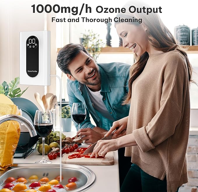 High-output 1000mg/h Ozone Bubbler for Purifying Water and Air,Multipurpose Ozone Machine with Negative Ion and Timer,Portable Water Ozonator for Food F&V Home Hunting Cold Plunge Bathroom