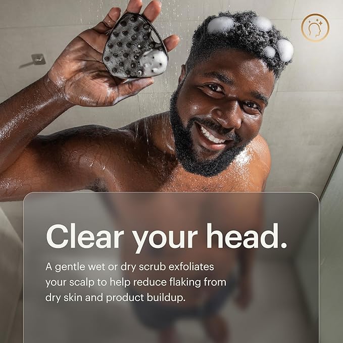 MANSCAPED® The Scalp Buffer Men’s Silicone Head Scrubber – Premium Cleansing & Exfoliating Hair Brush, Ergonomic Handheld Design for Gentle Scalp Massage (2-Pack)