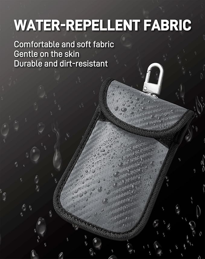 Upgraded Faraday Bag for Key Fob (2 Pack), Premium Faraday Key Fob Protector– Car RFID Signal Blocking, Car Security Protection, Anti-Theft Pouch, Anti-Hacking Case Blocker Grey