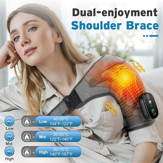 Shoulder Heating Pad Cordless, FSA Eligible Items List Shoulder Massager for Pain Relief Deep Tissue, Heated Shoulder Brace Wrap HSA Approved Products Only