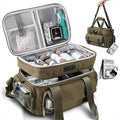 ARCFOX Medicine Storage Bag with Lock, Vintage Canvas Large Pill Bottle Organizer for Men, Double Layers Medication Storage with Portable Travel Pouch Shoulder Strap Handles, Army Green