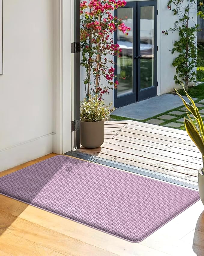 AUTODECO Set of 2 Kitchen Mat and Rugs Washable Cushioned Anti-Fatigue Kitchen Rug for Floor 17"x59" +17"x59", Lightpurple