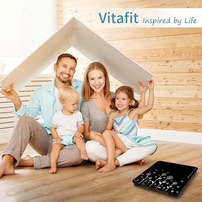 Vitafit Digital Bathroom Scale for Body Weight, High Precision in 0.1lb Assured by Weight Scale Professional Factory Since 2001, White LED and Step-On, 3*AAA Batteries Included, 400lb/182kg, Black