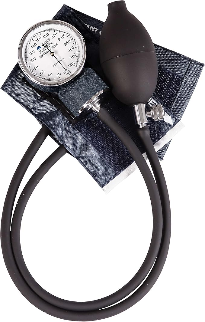 MABIS Precision Series Aneroid Sphygmomanometer Manual Blood Pressure Set with Calibratrated Nylon Cuff and Carrying Case, Infant Size