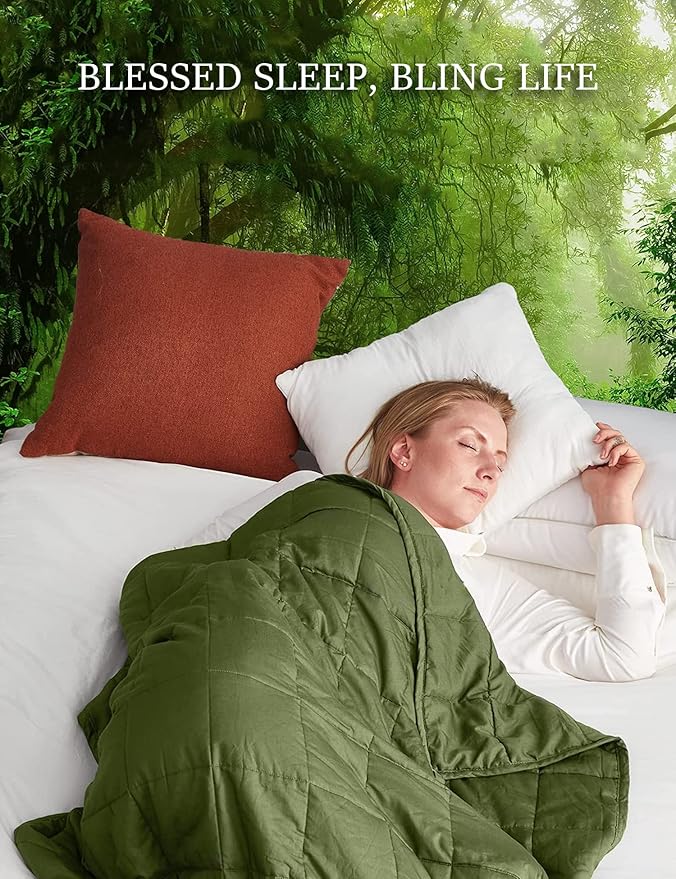 BB BLINBLIN Weighted Blanket Heavy Blanket for Cool & Restful Sleep, Premium Soft Material and Glass Beads (Veridian Green, 60''x80'' 17lbs), Suit for Adult (~160lb) Use on Queen/King Bed