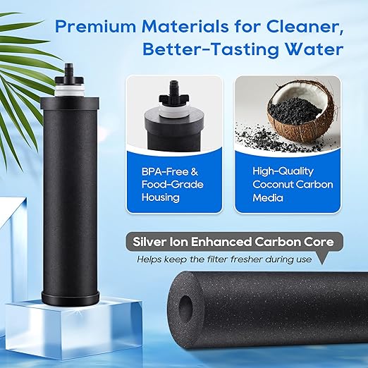 LCF 𝐒𝐢𝐥𝐯𝐞𝐫 𝐈𝐨𝐧𝐬 Enhanced Black Carbon Filters, for Berkey® BB9-2® Black Filters, Berkey® Gravity Water Filter System and Waterdrop King Tank Series(Pack of 3)