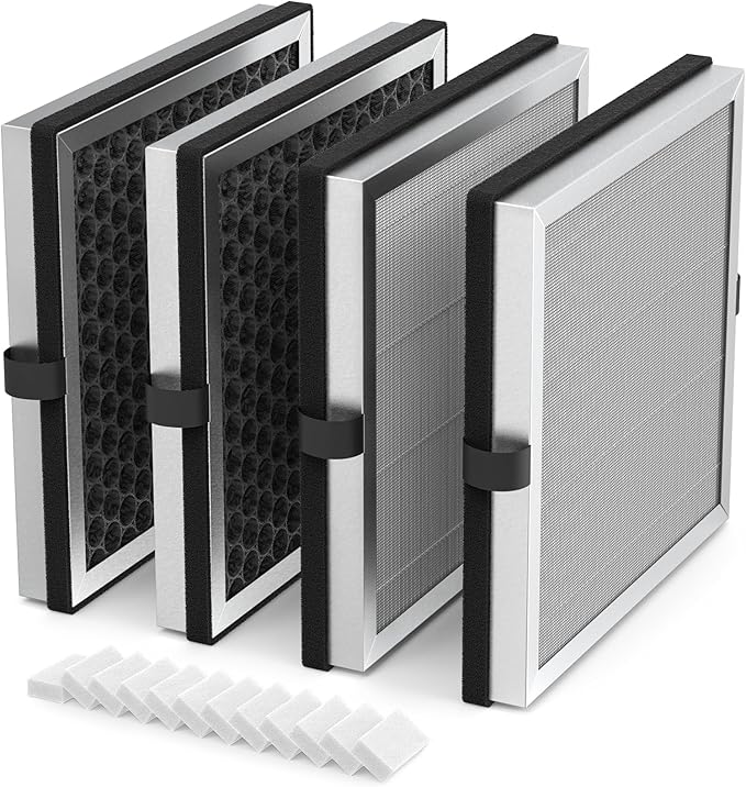 JF180 Replacement Filter Compatible with JF180 Air Purifier, 3-in-1 HEPA 13 Filter and Activated Carbon, 4-Pack (4 Filters & 12 Aroma Pads)