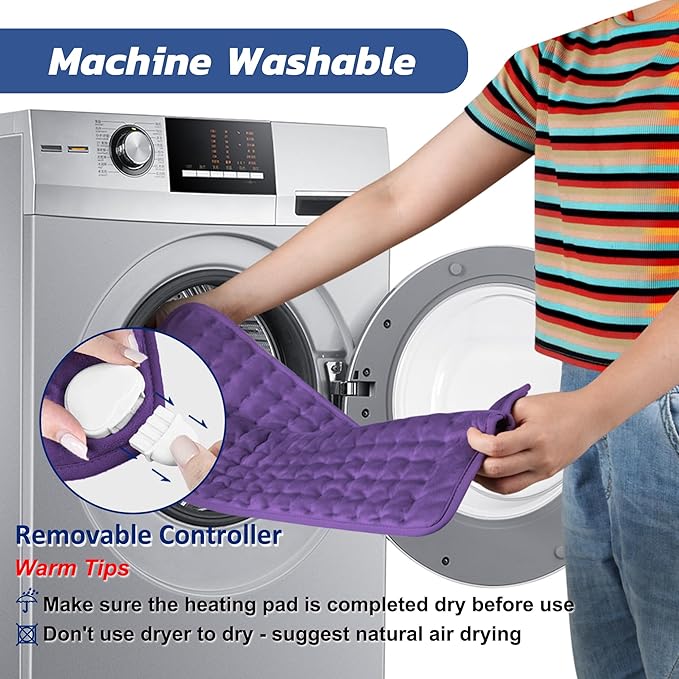 33"X17" Electric Heating pad with 6 Heat Settings, Auto Shut Off, Dry Electric Heating for Back Neck Knee Arms Legs Shoulder Heat Pads for Christmas Birthday Father's Day Mother's Day (Light Purple)
