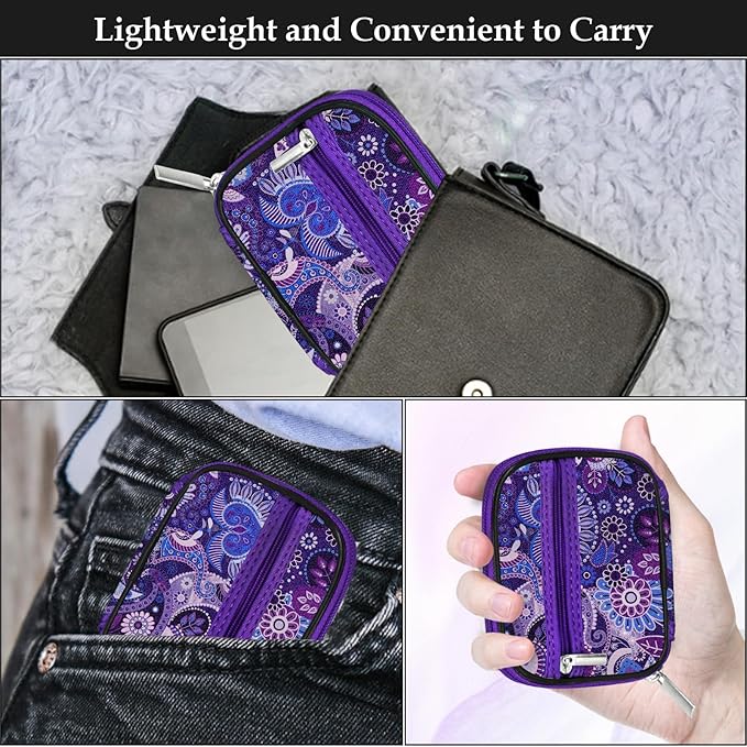 Serfeymi Weekly Travel Pill Organizer Pill Case for Purse with Removable 7 Day Pill Box, Fashionable Travel Medicine Organizer Pill Container for Medicine, Vitamin, Supplement - Black 03 + Purple 01