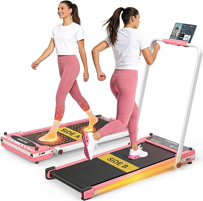 ANCHEER Walking Pad Treadmill with Foot Massage, Versatile Dual-Sided Walking Pad with Incline and Handle Bar, 3.5HP Foldable Treadmill for Home/Office/Apartment, 0.6-7.5MPH