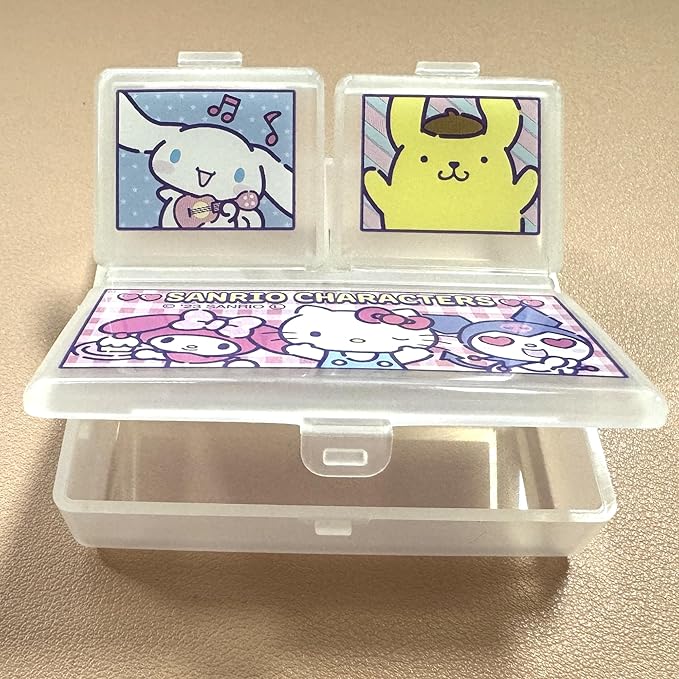 Kawaii Character Travel Pill and Accessories Organizer - Kitty, Cinnamo-roll, Little Twin Stars, and My Melody Pocket-Size (3 Pocket Division (7.7 x 7.5 x 2cm))