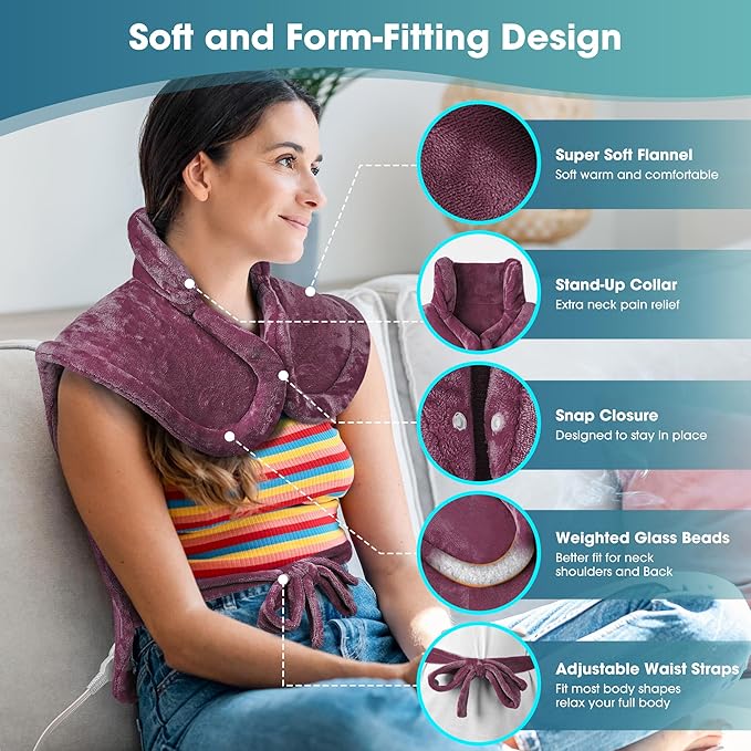 Boileau Electric Heating Pad for Back Pain Relief, Birthday Gifts for Women Men Mom Dad Elderly, Self Care Gifts for Him Her Wife Husband, Neck Shoulder Back Pain Relief 24"x33" Large Heating Heat Pad