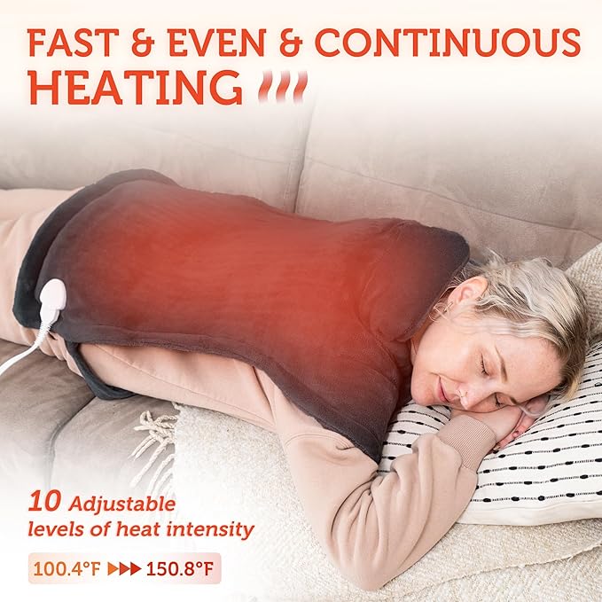 CILI Heating Pad for Back Pain Relief, 24"x36" Large Heating Pad for Neck and Shoulders Back, Electric Heat Pad with 10 Heat Settings, Back Heated Wrap, ETL Certified, Christmas Gifts for Women Men