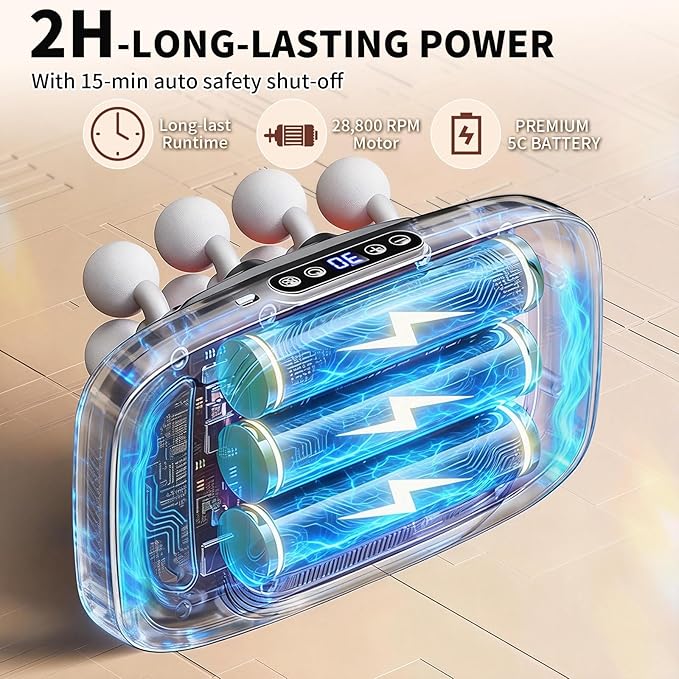 16 Head Massage Gun Deep Tissue, Gift for Husband 2026 Upgrade 48KG Force, 3 Modes & 30 Intensities, Quiet Portable with Dual Safety Protection for Neck Back Legs Waist Pain Relief