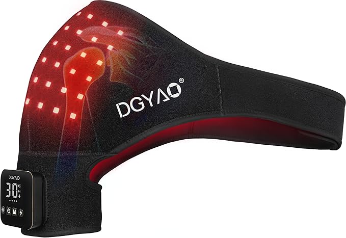 D MAX Cordless Red Light Therapy Shoulder Brace, Near Infrared Therapy Wrap with Battery Pulse Therapy for Shoulder Pain Relief