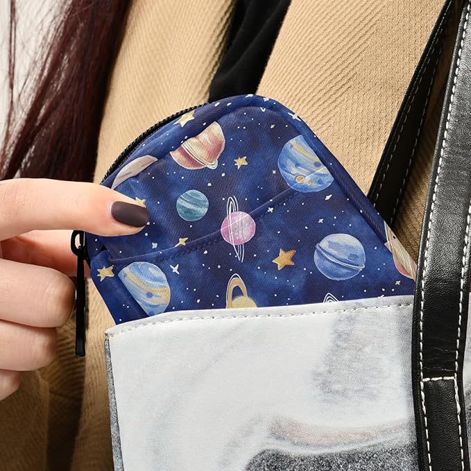 Fustylead Watercolor Hand Draw Planets and Stars Pill Organizer and Storage Weekly with Zipper, Removable Pill Box Portable Medicine Organizer for Vitamin Fish Oil Supplement
