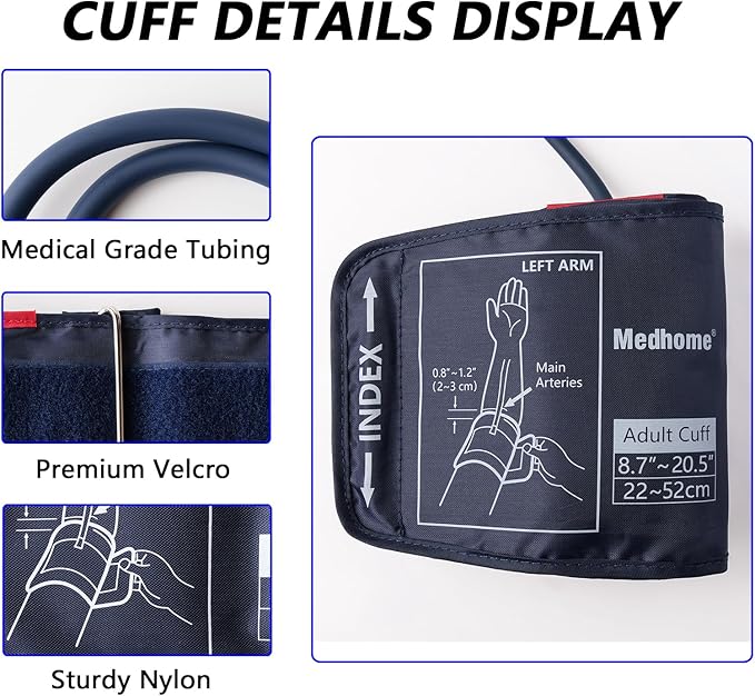 Extra Large Blood Pressure Cuff Upper Arm 8.7"-20.5"(22-52cm) XL Replacement BP Cuff for Big Arms Adult Cuff with 8 Connectors Compatible with Omron and Other Brands BP Monitors
