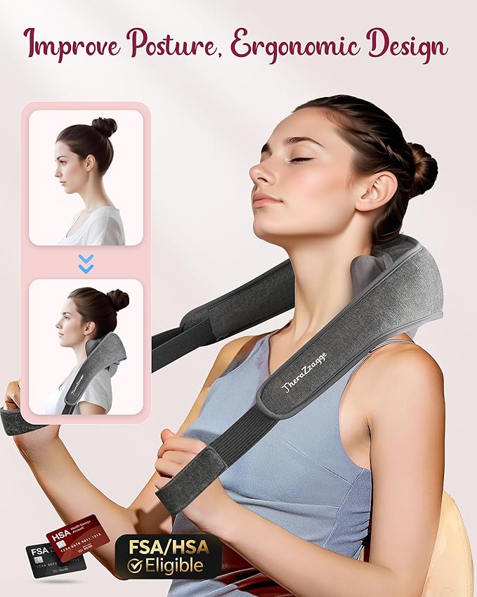 Cordless Neck Massager with Heat - FSA Eligible HSA Neck Shoulder Massager for Pain Relief Deep Tissue,6D Deep Kneading Shiatsu Back Massage, Gifts for Fathers Men Women
