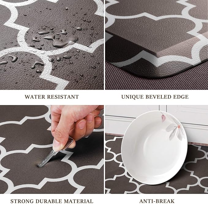 WISELIFE Kitchen Mat Cushioned Anti-Fatigue Kitchen Rug,17.3"x 60",Non Slip Waterproof Kitchen Mats and Rugs Heavy Duty PVC Ergonomic Comfort Mat for Kitchen, Floor Home, Office, Sink, Laundry