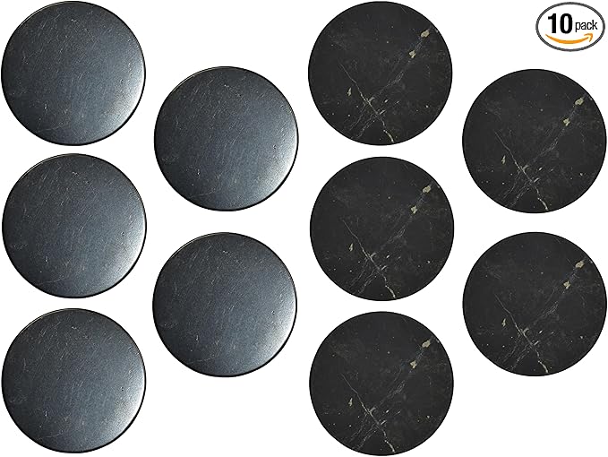 10 pcs Shungite Stickers Set Round 20 mm Polished and Unpolished (5 of Each) for Cell Phone Case Tablet Laptop Computer - Energy Shungite Stones Protection Plate with Carbon Fullerenes