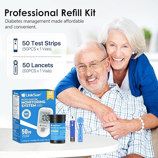 G-425-1 Blood Glucose Monitor Kit, 50 Test Strips, 50 Lancets, 1 Control Solution, 1 Blood Sugar Monitor, 1 Lancing Device, Diabetes Testing Kit, No Coding, Glucometer for Home Use