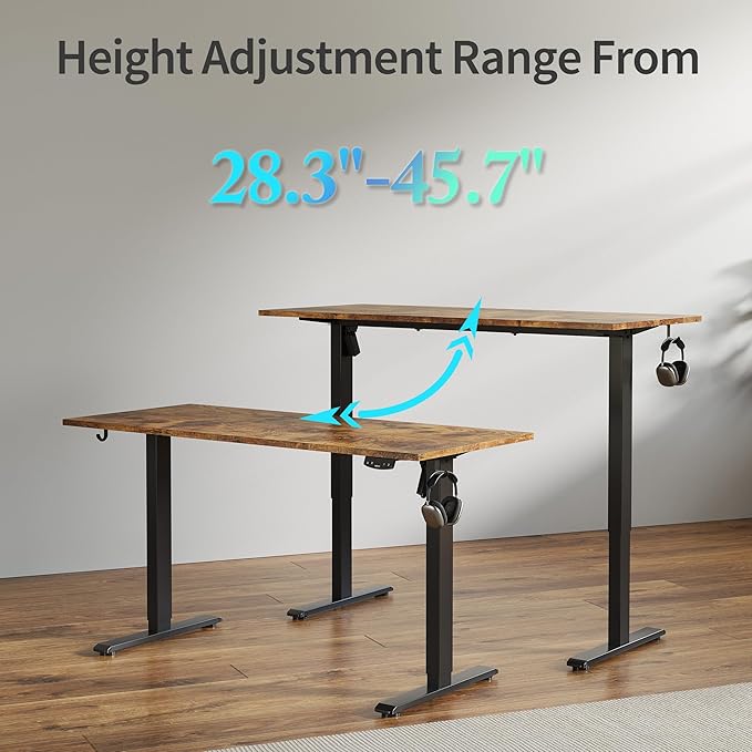 Agilestic Electric Standing Desk, 40 x 24 Inches Height Adjustable Desk, Sit Stand up for Work Office Home, Ergonomic Rising Computer Table with Memory Preset, Rustic Brown