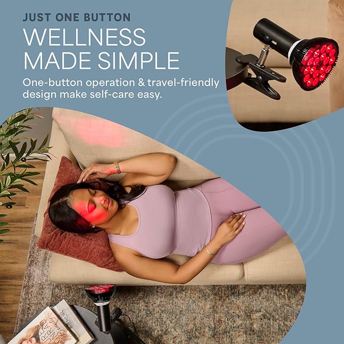 LifePro Red Light Therapy Lamp - Infraglow Infrared Red Light Therapy Bulb with 660nm and 850 nm Wavelength -18 LEDs & Clip-On Lamp - at Home Infrared Bulb for Daily Wellness and Relaxation