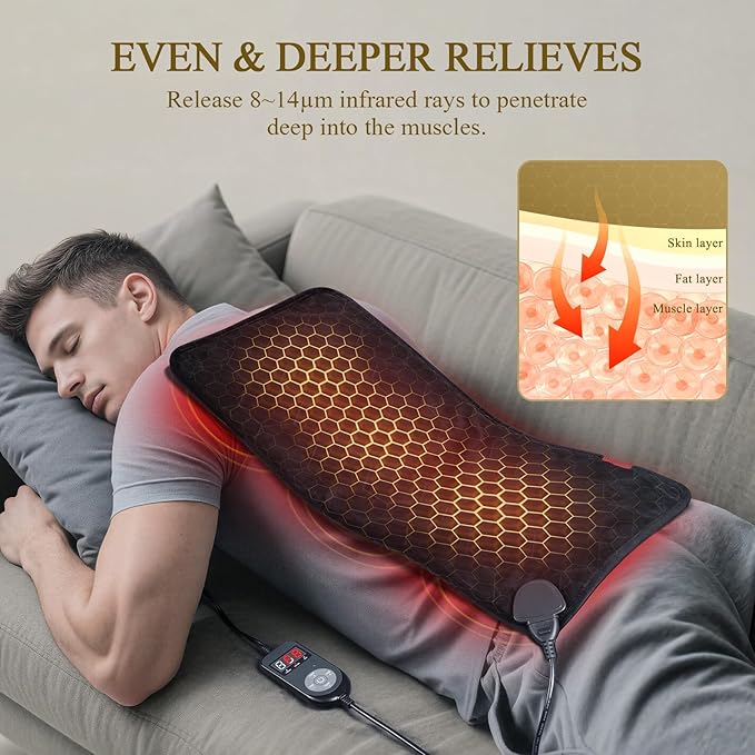 Extra Hot Heating Pad: 2X Graphene Max 160℉ Electric Heating Pad for Back Neck Shoulders Leg - Fast Deep Relief for Men Father Husband in Winter - 4H Auto Off 12" x 24"