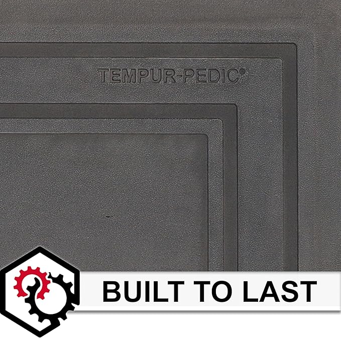 Tempur-Pedic Ultra Comfort Anti-Fatigue Frame Pewter 1' 8" x 3' 6" Kitchen Floor Mat Cushioned Ergonomic Standing Desk Mat Waterproof Non-Skid Foam