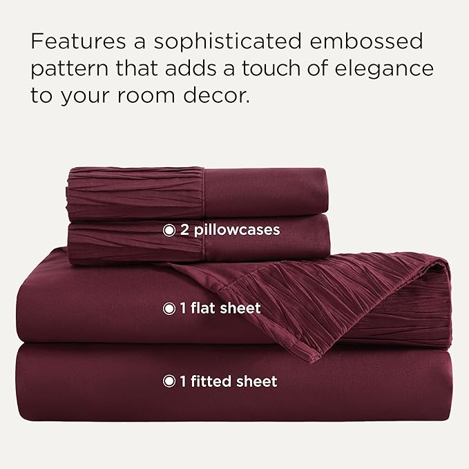 Bedsure California King Sheet Sets - 4 Pieces Soft Cal King Sheets - Breathable & Cooling - Hotel Luxury - Easy Care Polyester Microfiber Bedding for Women, Men, Red