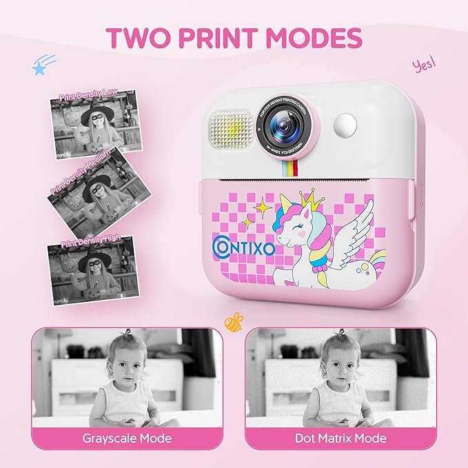 Contixo KC4 Kids Camera Instant Print, Pink 2.4” Screen Children Digital Printing Cameras with 1080P Video, 16X Zoom, 32GB Storage, Toddler Portable Travel Toys for Age 3 Years Up Girls Boys