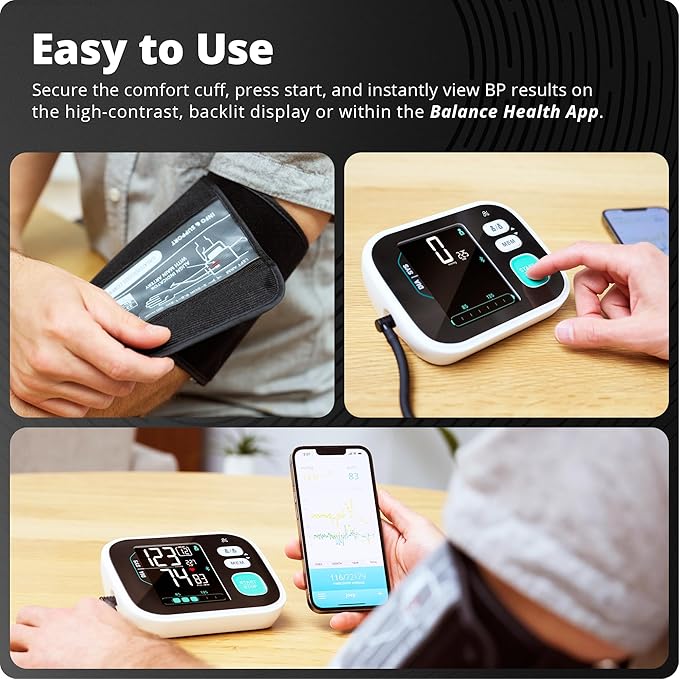 Greater Goods Premium Digital Bluetooth Blood Pressure Monitor for Home Use, Multicolor Large Screen, Black