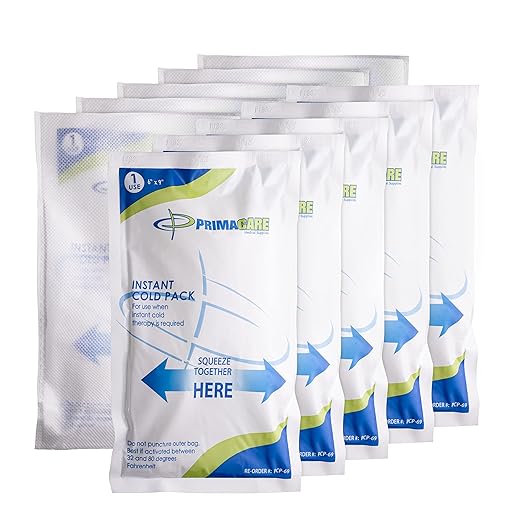 Primacare PCP-69 Instant Cold Packs (6” x 9”) – 24 Disposable Ice Packs with Non-Woven Covers for Pain Relief, Swelling, Inflammation, Sprains, Toothaches, First Aid, for Athletes & Outdoor Activities