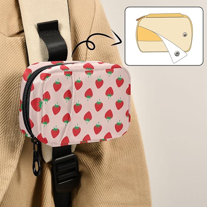 Strawberry Fruit Pill Box 7 Day Pill Case Travel Pill Organizer Bag with Zipper Portable Weekly Vitamin Medicine Supplement Holder Pouch Bag