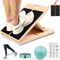 Slant Board for Calf Stretching with Resistance Band, Fitness Ball & Training Poster, 300 lbs Adjustable Wooden Incline Board, Portable Calf Stretcher for Physical Therapy Equipment & Leg Training