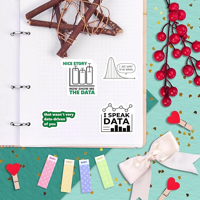 100Pcs Data Science Stickers for Water Bottle, Laptop, Phone - Funny Data Science Gifts for Scientist, Party Supplies - Gift for Women & Men