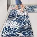 Kitchen Mats for Floor 2PCS Cushioned Anti Fatigue Kitchen Mats Waterproof Non Slip Kitchen Mat Rug Set Comfort Foam Standing Mat for Sink, Laundry, Office, Blue Gray