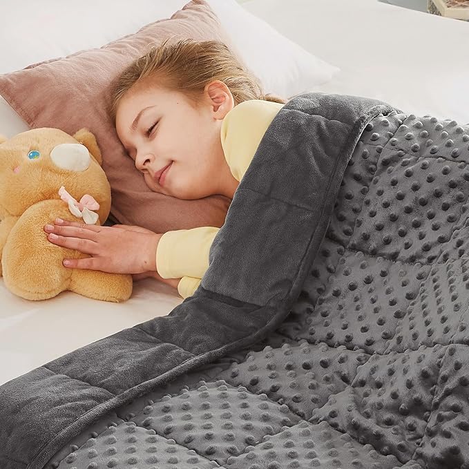 CuteKing Weighted Blanket - Weighted Blanket with Premium Glass Beads - Heavy Blanket Crystal Velvet for Comfortable Rest - Thick Blanket All Season (10lbs, 40"x60", Grey Bubble)