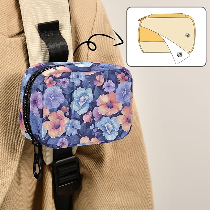 Cute Pastel Blue Flowers Travel Pill Organizer Case 7 Day Weekly Portable Pill Box Travel Vitamin Supplements Holder