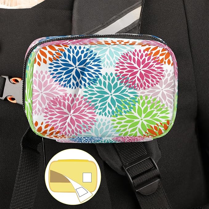 Weekly Travel Pill Organizer Case for Purse with Removable 7 Day Box Portable Compact Size Pill Box Fashionable Pill Container for Medicine Vitamin Supplement Abstract Flower